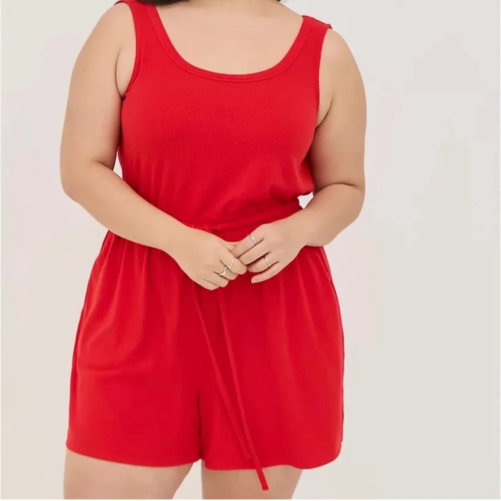 Torrid Ribbed Scoop Neck Romper Red Women's Size 1